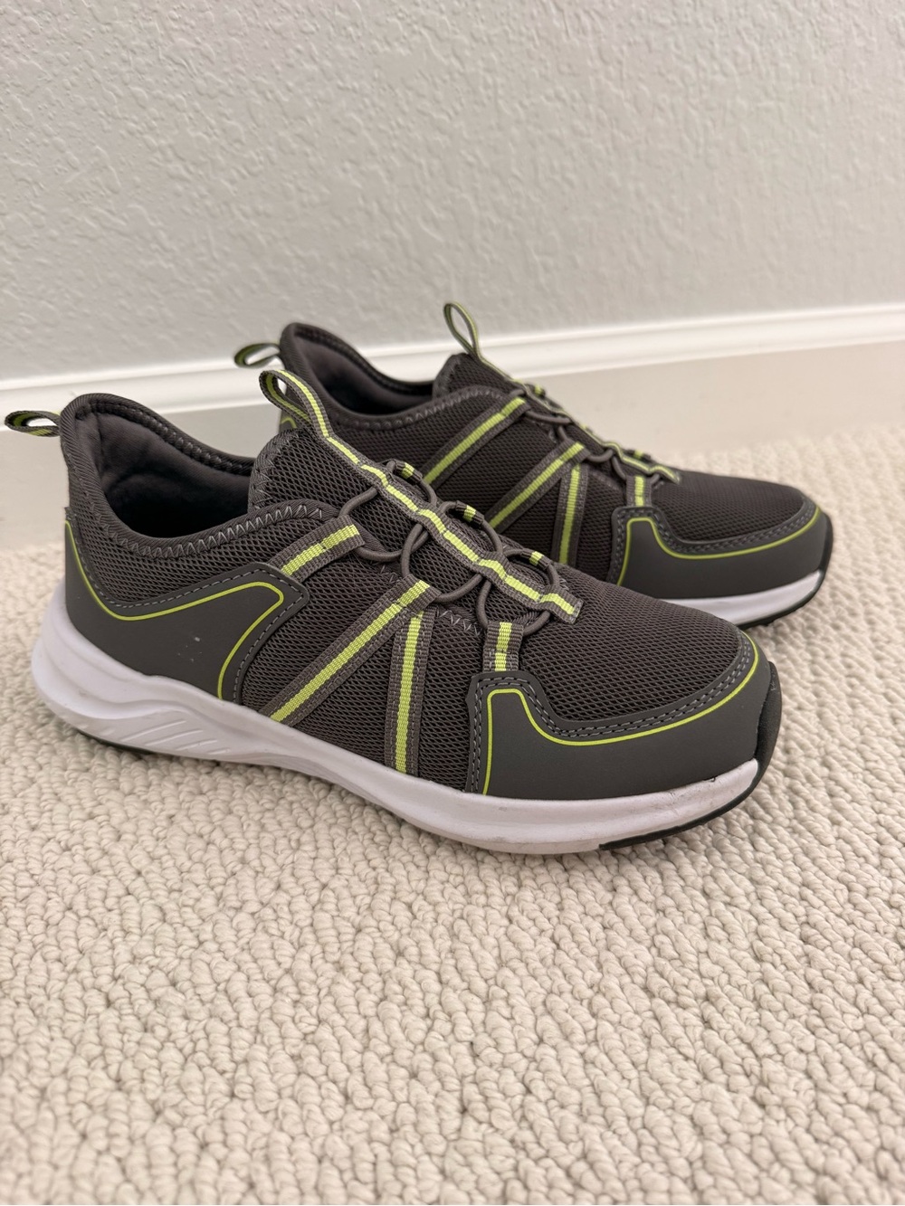 Athletic Works Gray Sneakers with Lime Trim